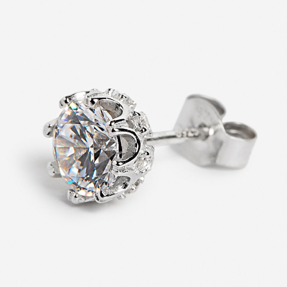 NEW! Luxury Sterling Silver Zircon Crown earrings - Picture 3 of 7